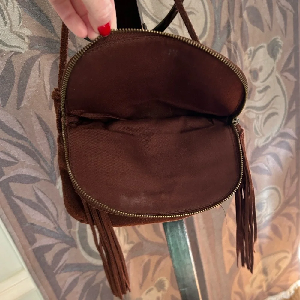 Festival Genuine Leather Brown Suede Crossbody Bag Perfect Concert Bag - Picture 2 of 14